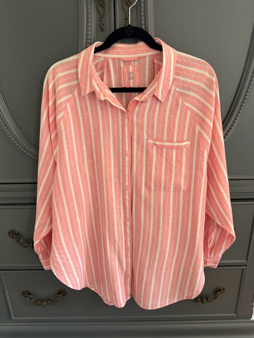 aerie Pink and White Striped Shirt